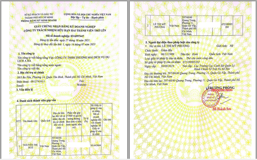 Giấp phép kinh doanh của Aha Voucher