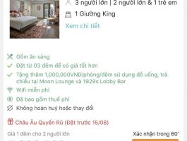 cần thanh lí lại 1 phòng hạng executive king rom tại khu nghĩ dưỡng mercure đà lạt
